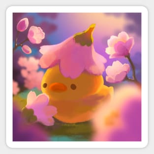 Duck with Cherry Blossom Golden Hour Sticker